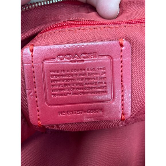 Coach Edie Womans Red Leather Pebbled Crossbody Handbag SKU 9496 - Picture 13 of 16